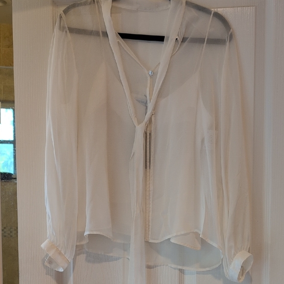 Catherine Gee Elegant Sheer White Blouse - Picture 1 of 6